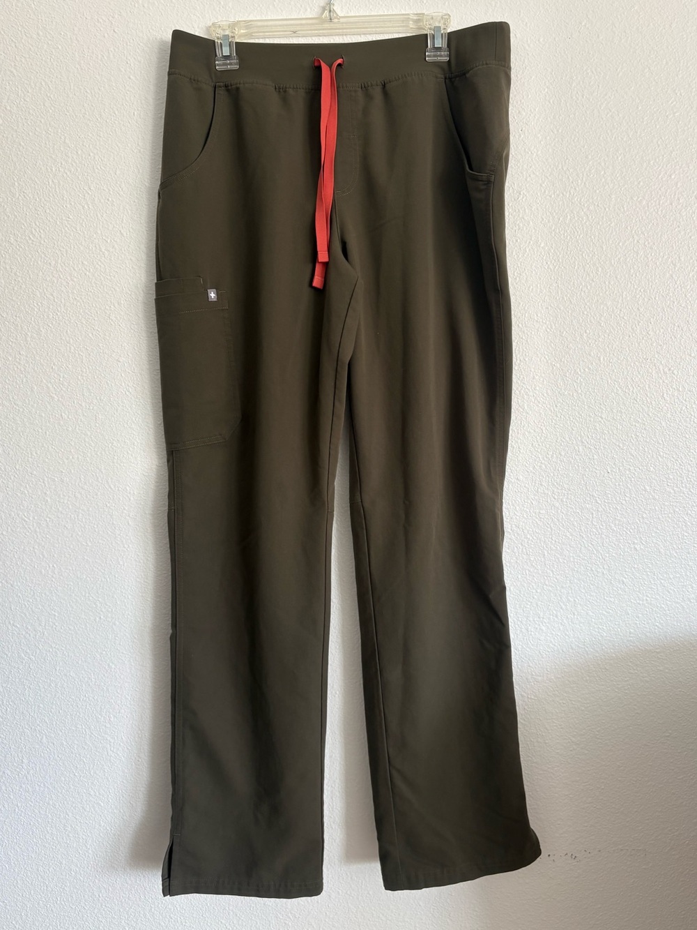 FIGS Kade Scrub Pants Women Large Tall Olive Green Cargo Straight Leg L/T